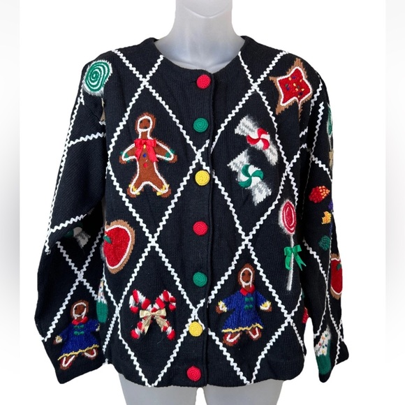 Marisa Christina Sweaters - Vintage 1995 MARISA Christina CHRISTMAS Sweater S Black CANDY Holiday
